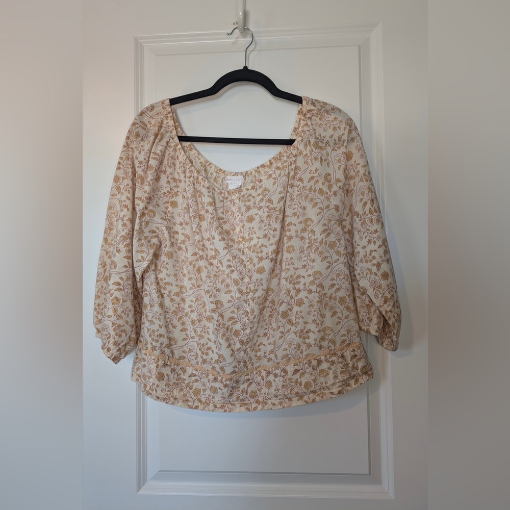 Kerry Cassill Boho Peasant Blouse Floral Size Small